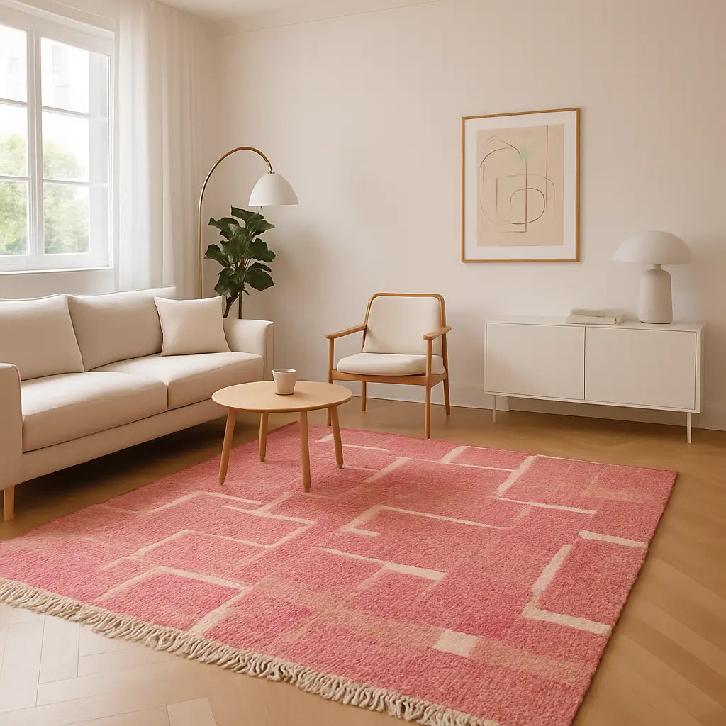 Zaïda - Tapis marocain berbère rose artisanal - Lifestyle Image