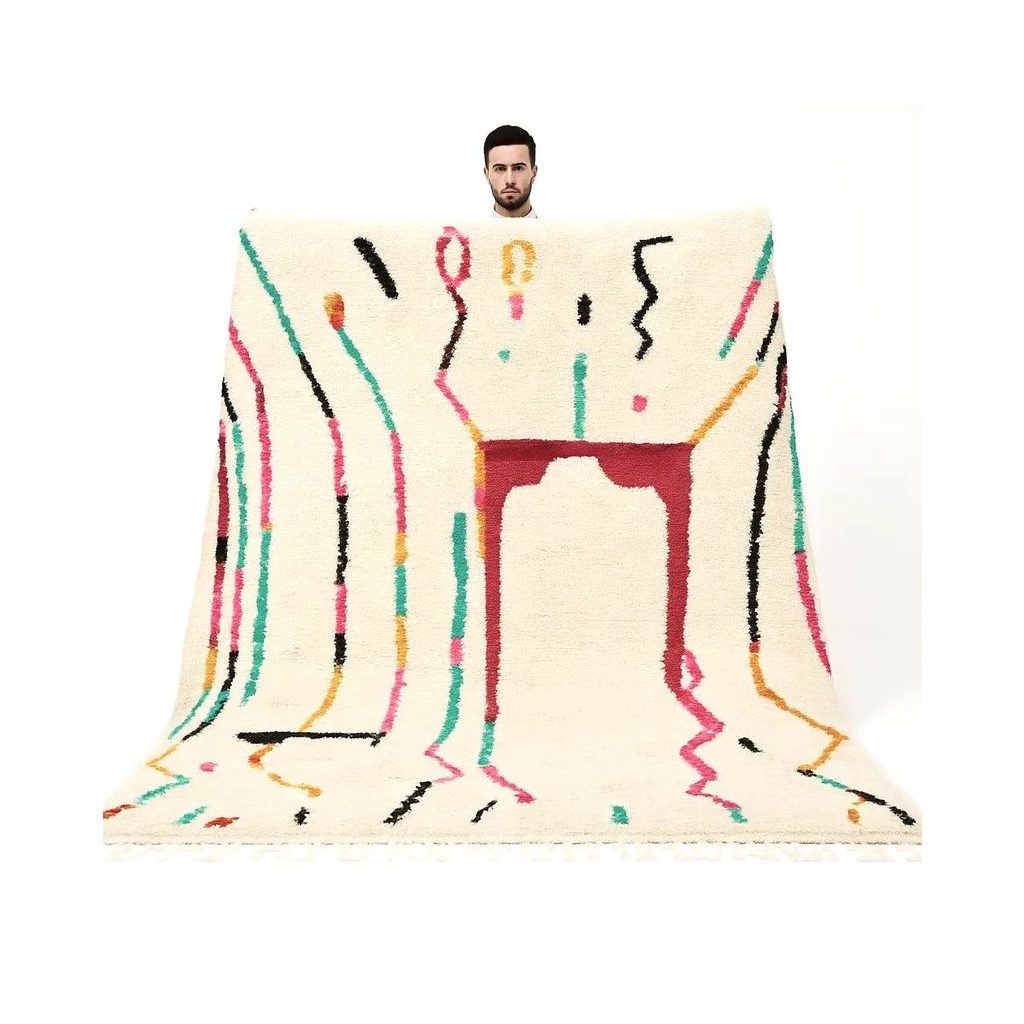 Aziza - Tapis marocain berbère fait main moderne multicolore - Product Image