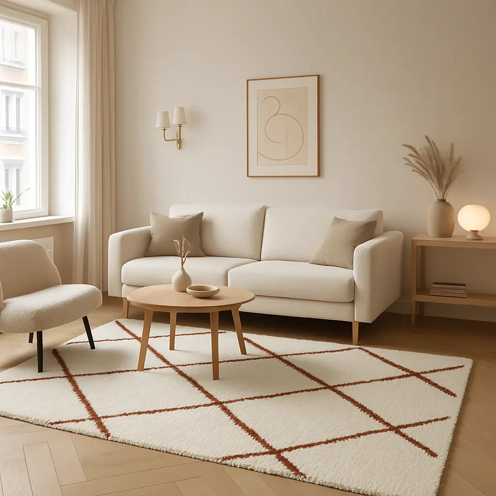 Amina - Tapis marocain berbère artisanal en laine 3.10 x 2.90m - Lifestyle Image
