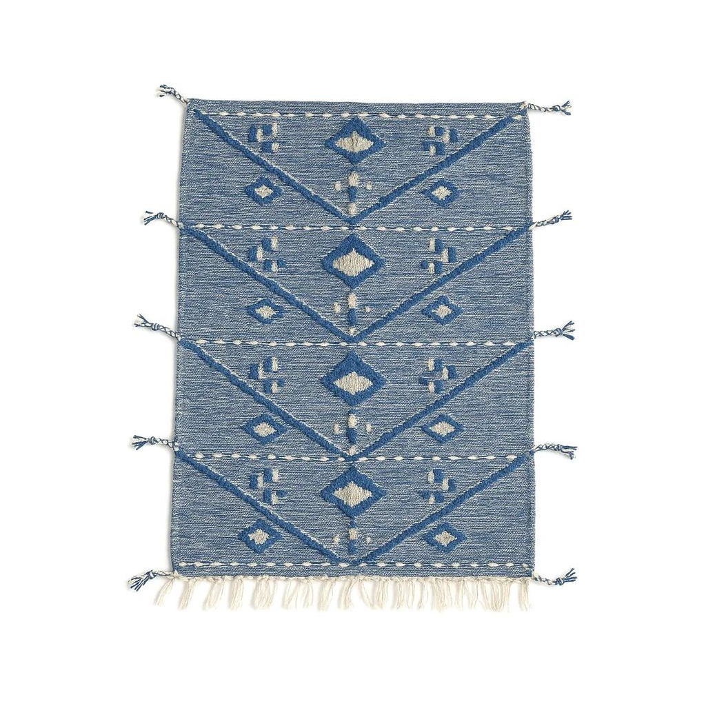 Zahra - Tapis marocain berbère artisanal bleu et blanc - Product Image
