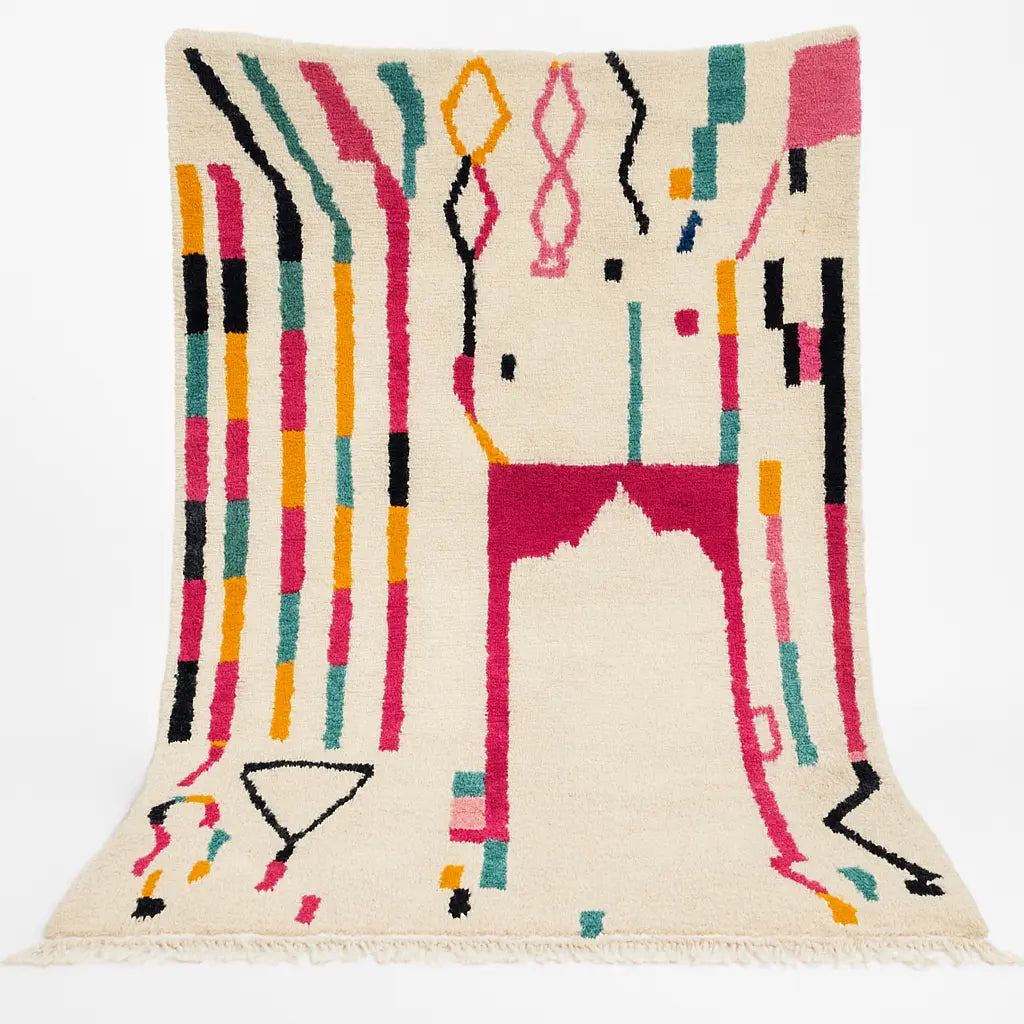 Zahara - Tapis marocain moderne tissé à la main, coloré et géométrique. - Product Image