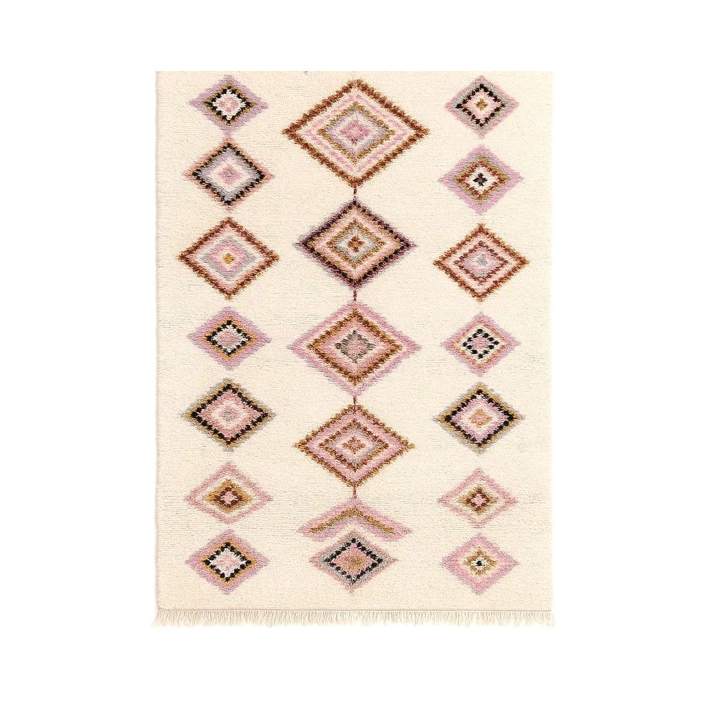 Samira - Tapis berbère marocain artisanal en laine blanche. - Product Image