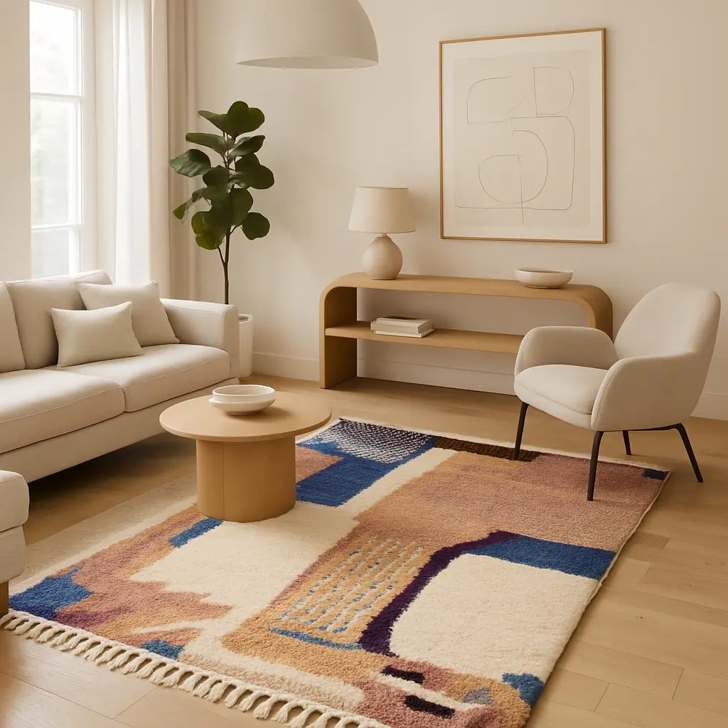 "Zohra - Tapis marocain berbère artisanal coloré" - Lifestyle Image