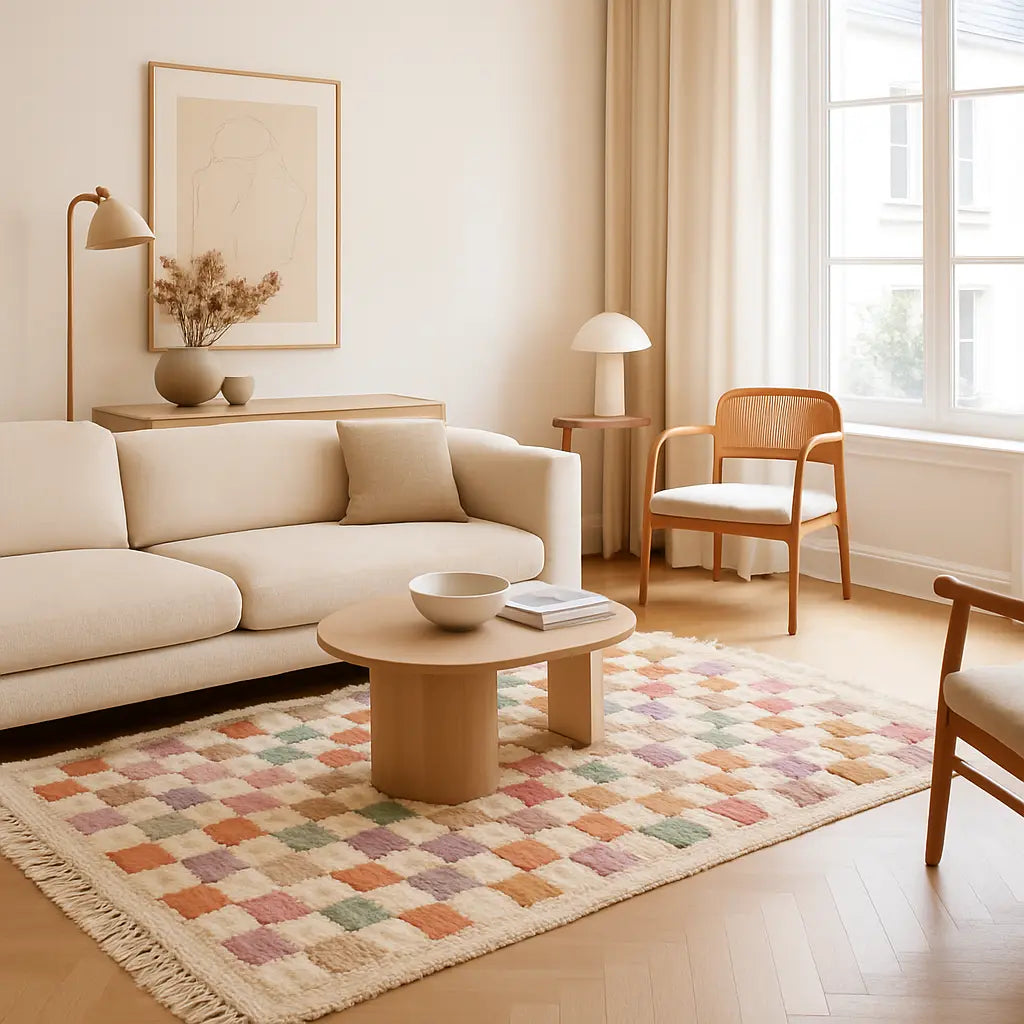 "Layla - Tapis marocain berbère vintage multicolore" - Lifestyle Image
