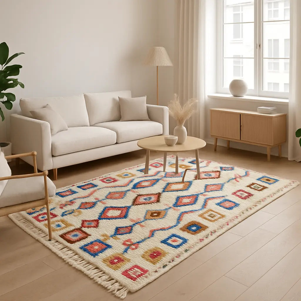 Rania - Tapis marocain berbère coloré artisanal - Lifestyle Image