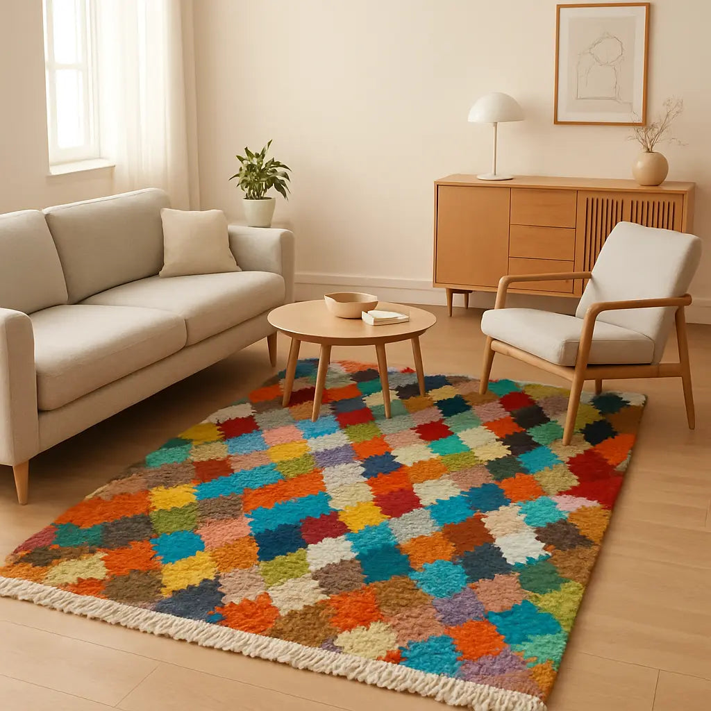 Safa - Tapis marocain berbère artisanal coloré vintage - Lifestyle Image