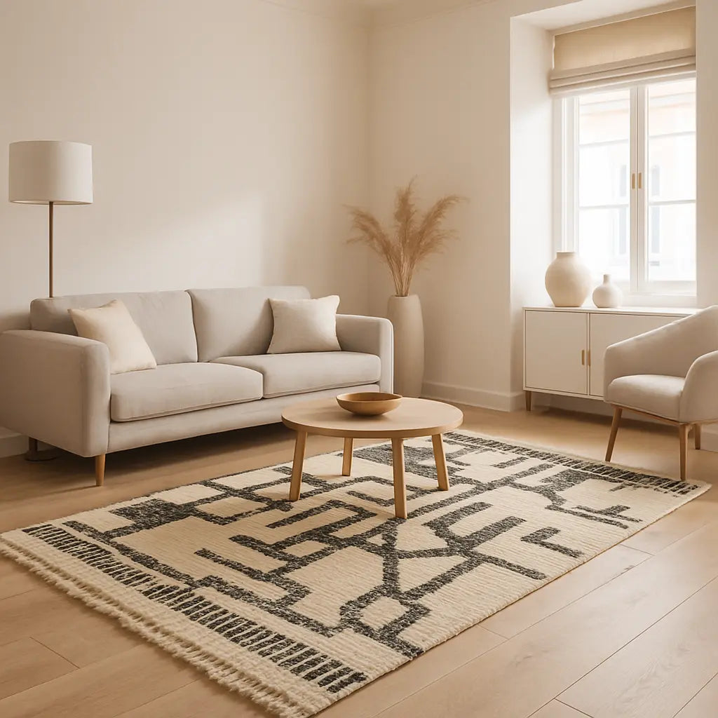Zafira - Tapis berbère traditionnel en laine géométrique artisanale - Lifestyle Image