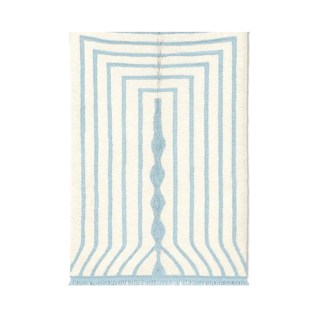 Zahra - Tapis marocain berbère moderne à rayures bleues - Product Image