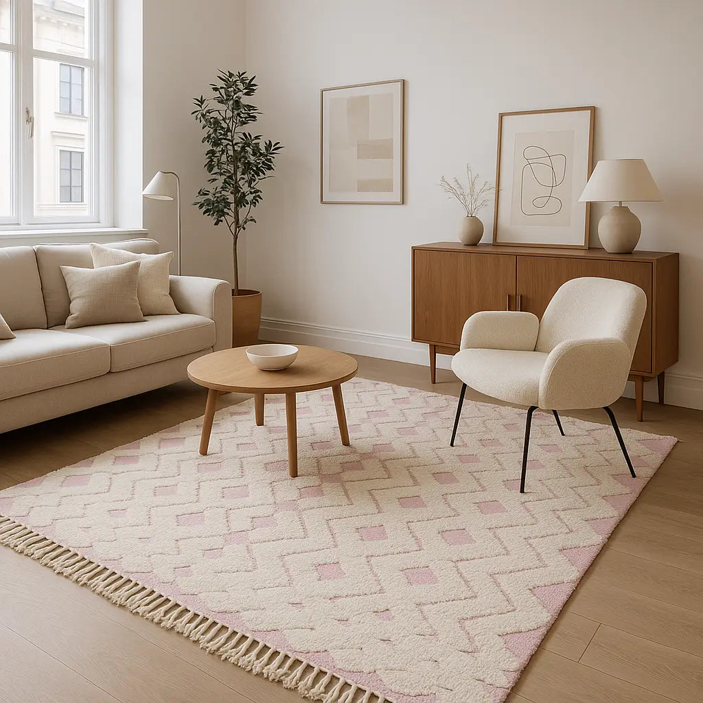 "Aaliyah - Tapis marocain berbère rose doux artisanal" - Lifestyle Image