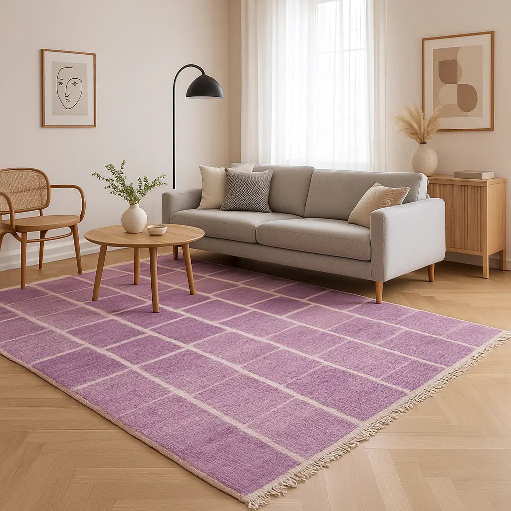 "Leyla - Tapis marocain berbère violet artisanal" - Lifestyle Image
