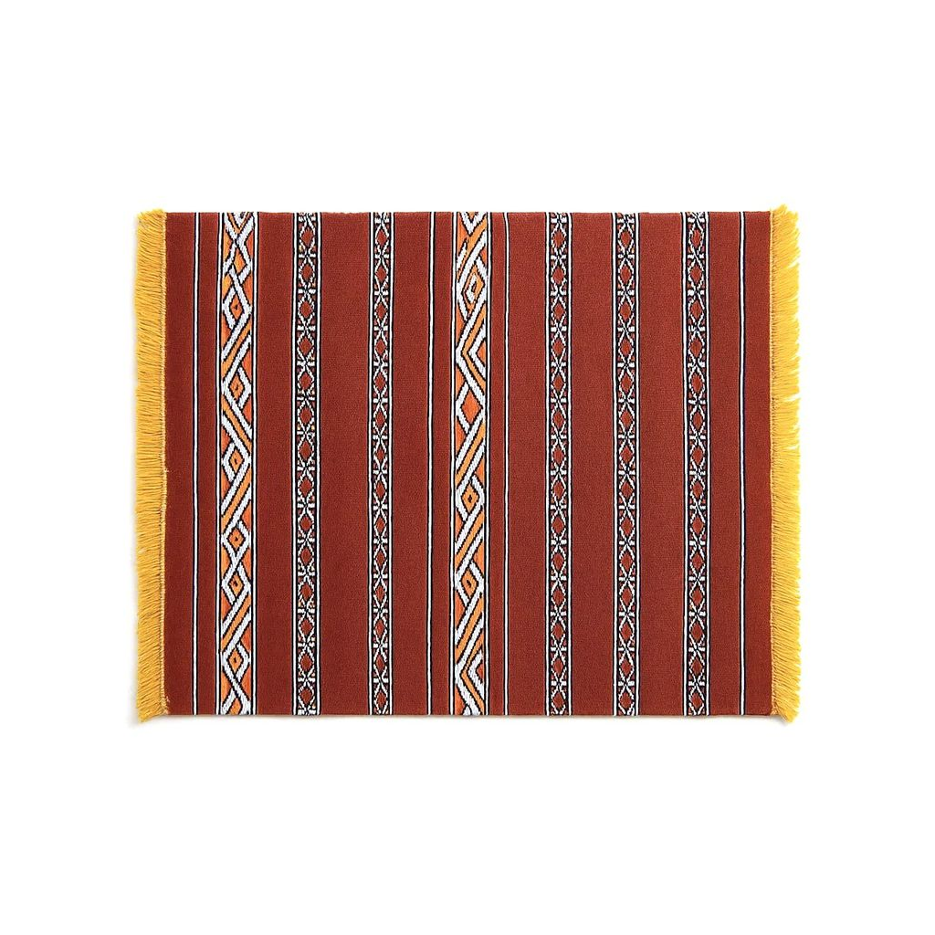 Safiya - Tapis marocain berbère artisanal rouge à franges jaunes - Product Image