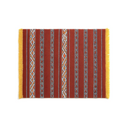 Safiya - Tapis marocain berbère artisanal rouge à franges jaunes - Product Image
