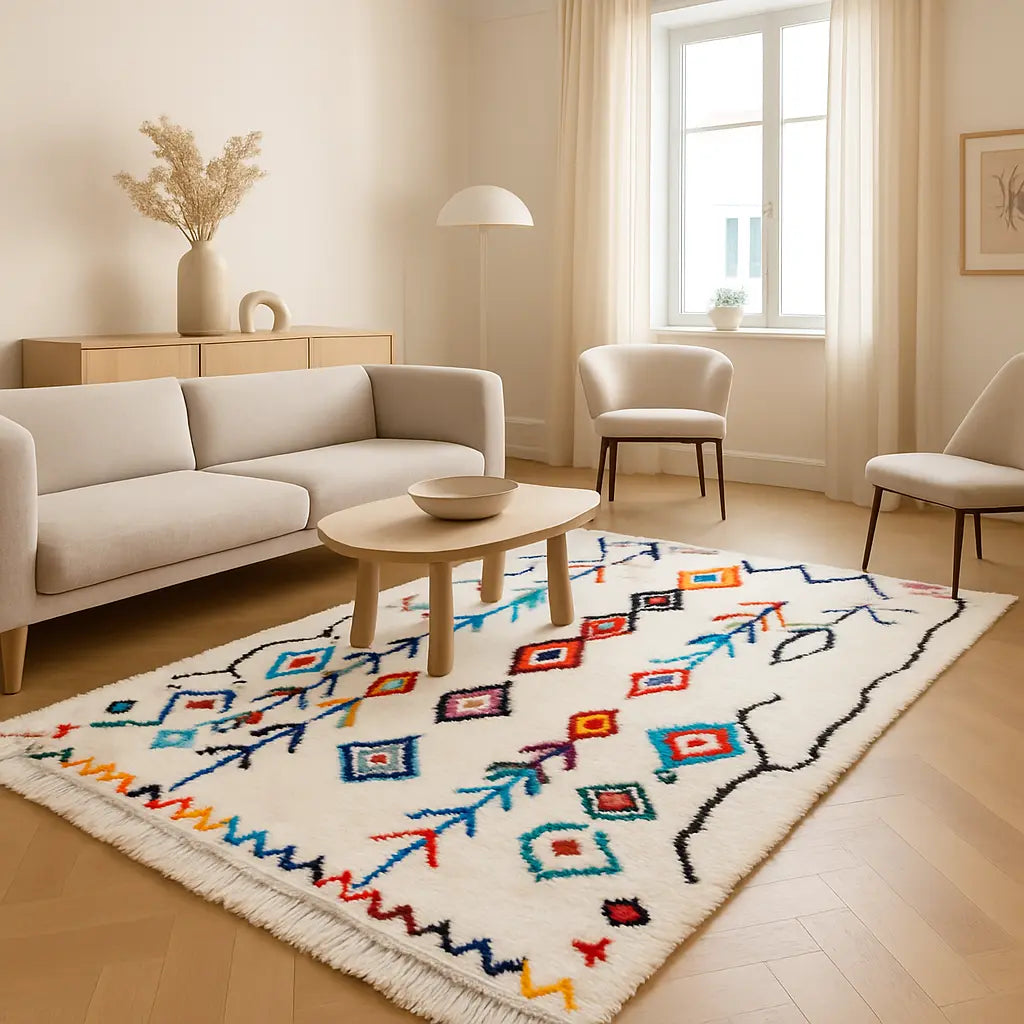 "Sahara - Tapis berbère marocain en laine fait main vintage" - Lifestyle Image