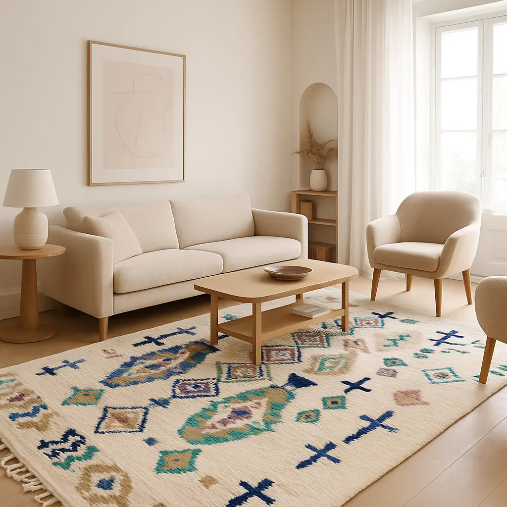 Zahra - Tapis berbère marocain artisanal coloré. - Lifestyle Image