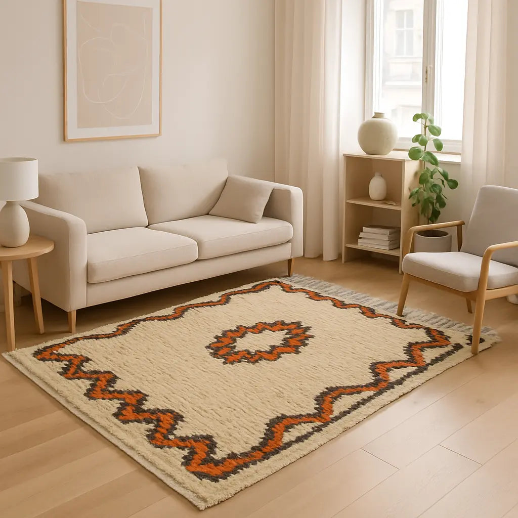 "Leïla - Tapis berbère marocain artisanal en laine, motifs traditionnels" - Lifestyle Image