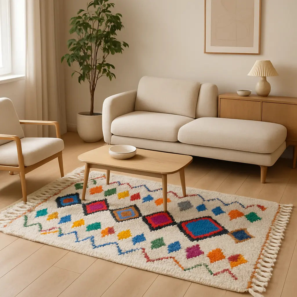 >Zahra - Tapis berbère marocain coloré fait main - Lifestyle Image