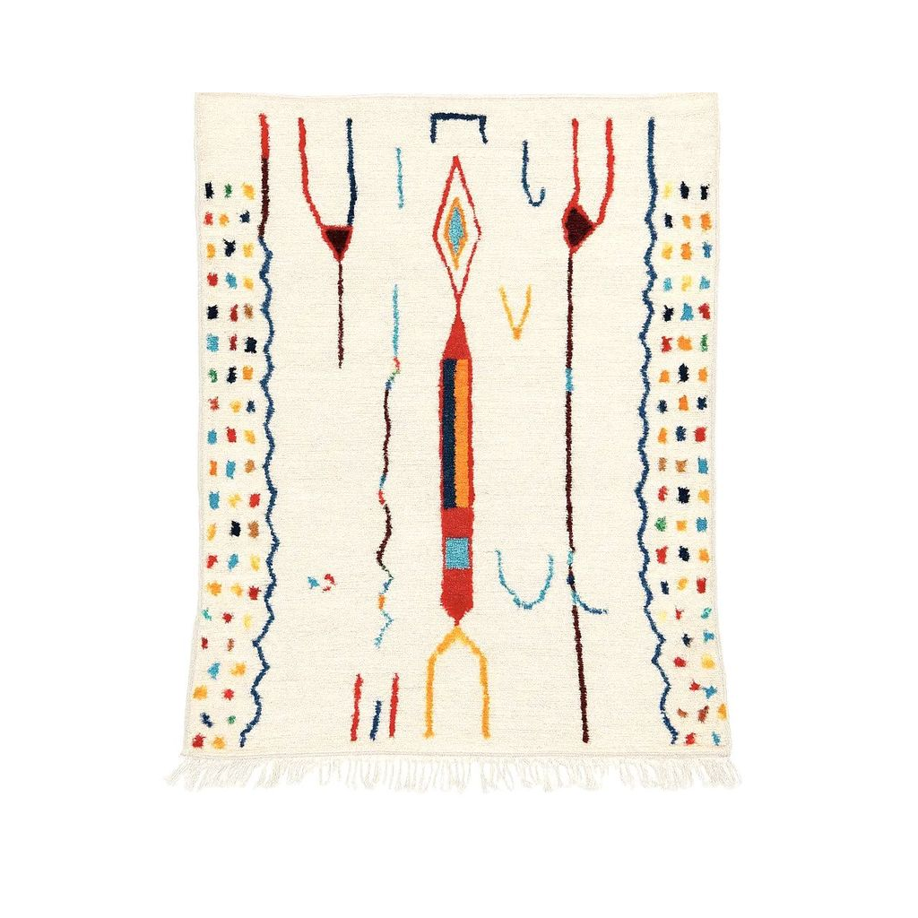 "Zayna - Tapis marocain berbère artisanal en laine multicolore" - Product Image