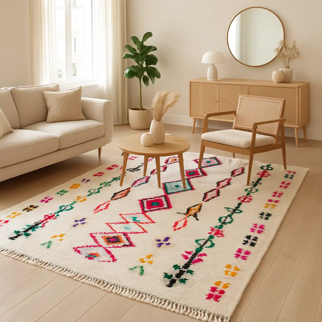 "Samira - Tapis marocain berbère coloré en laine artisanale" - Lifestyle Image