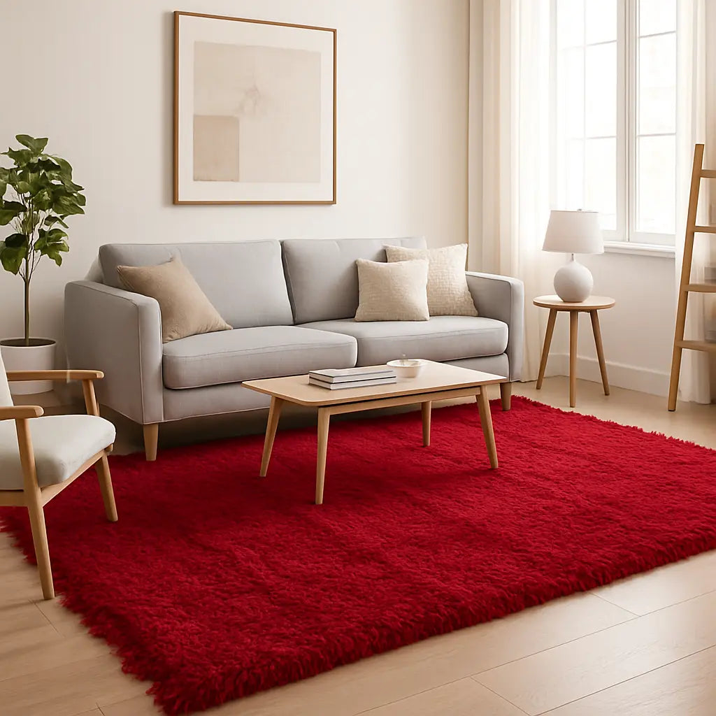"Yasmina - Tapis marocain en laine rouge artisanal" - Lifestyle Image