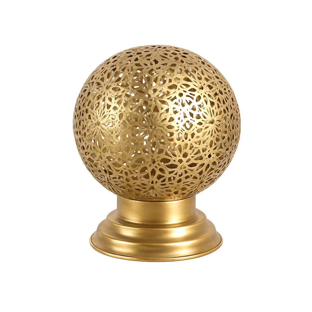 Warda - Lampe marocaine orientale boule ajourée en laiton - Mazaya