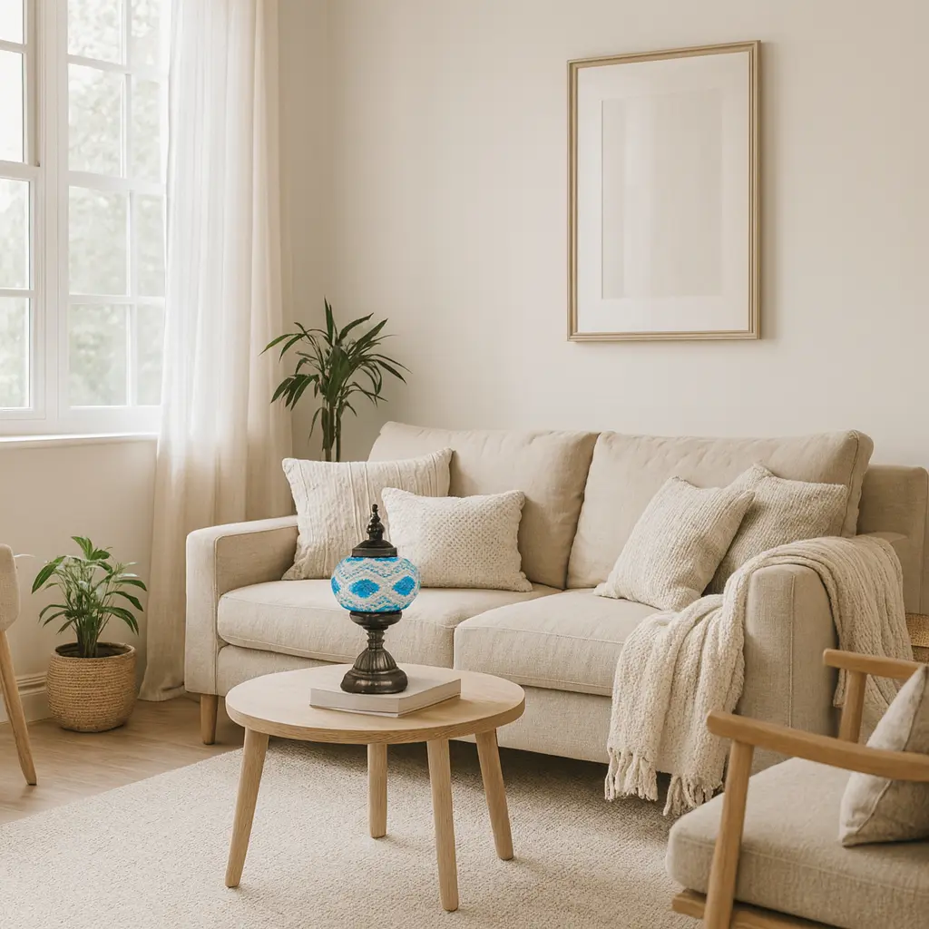 Safiya - Lampe orientale en mosaïque turquoise et métal patiné Mazaya