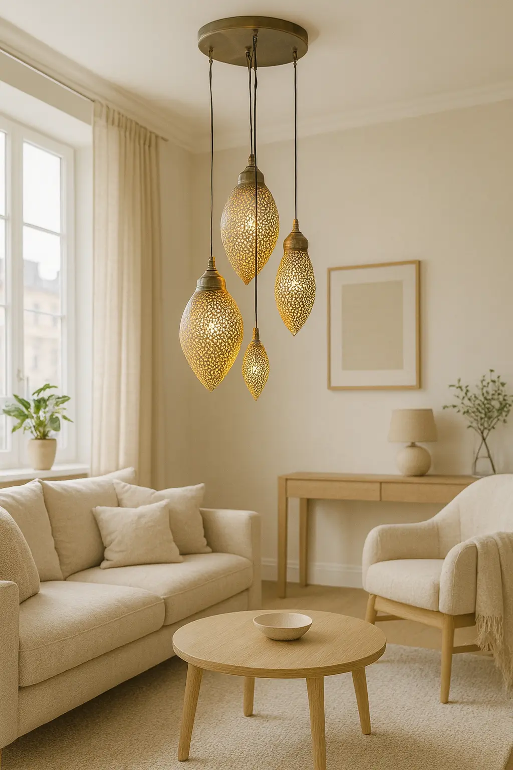 Mahin - Suspension orientale ajourée en laiton doré Mazaya