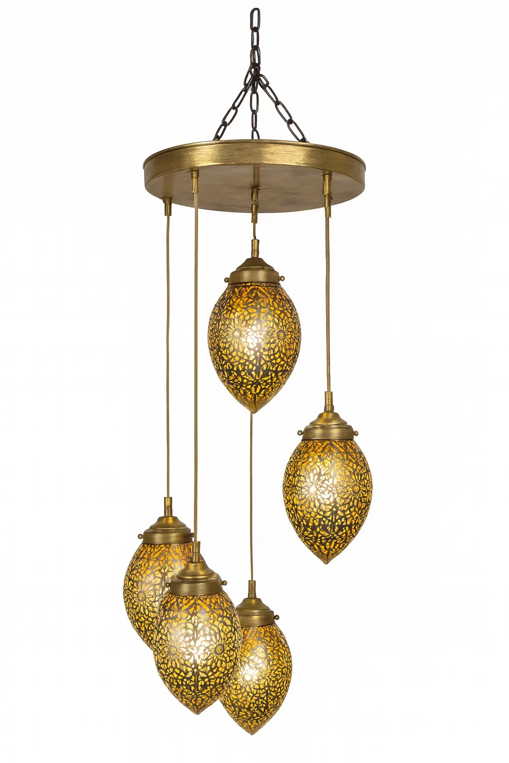 Mahin - Suspension orientale ajourée en laiton doré Mazaya
