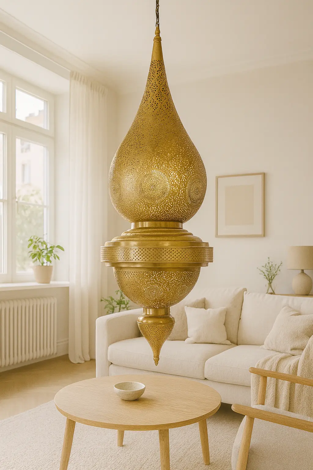 Roya - Suspension orientale ajourée en laiton doré Mazaya