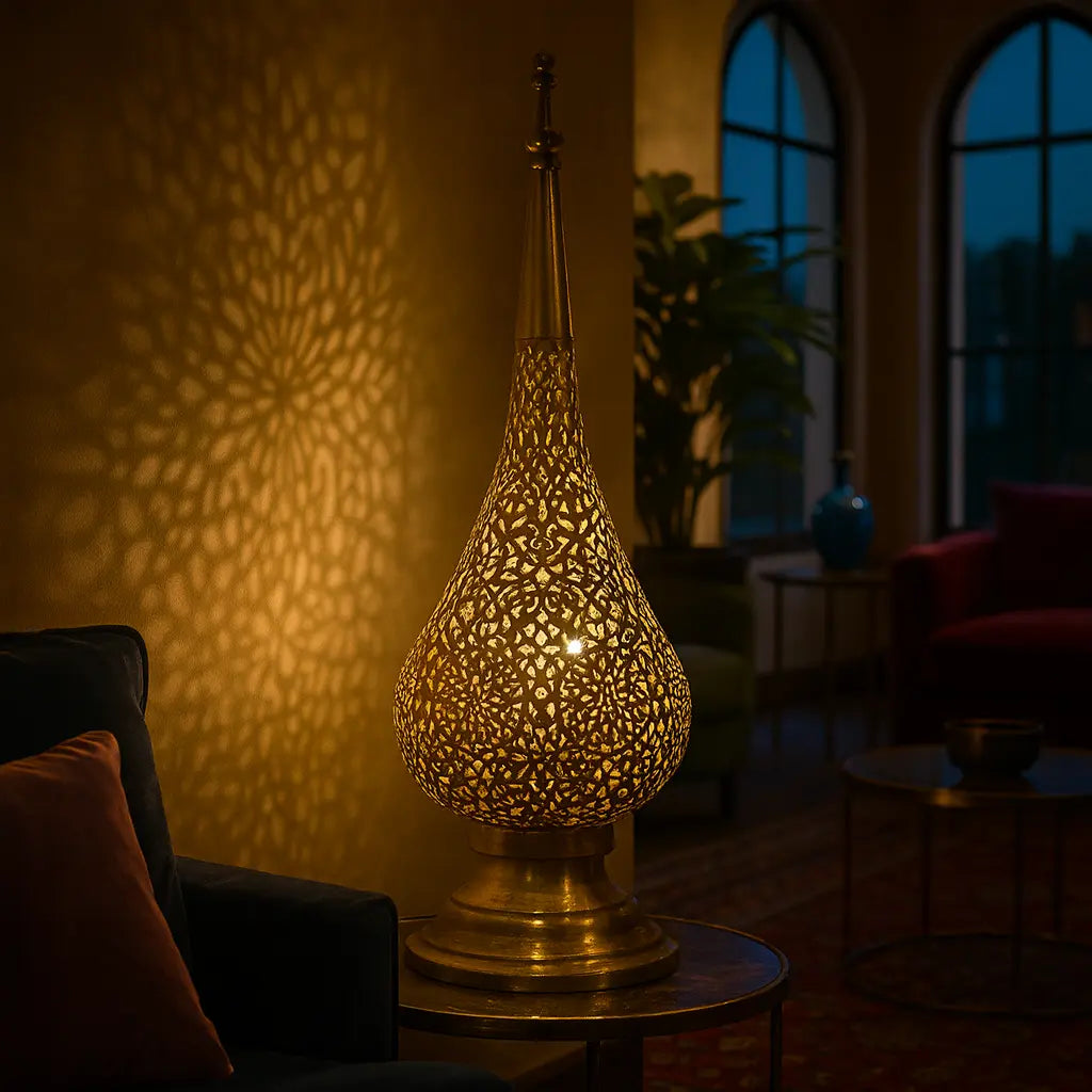 Naïla - Lampe marocaine orientale à poser en laiton - Mazaya