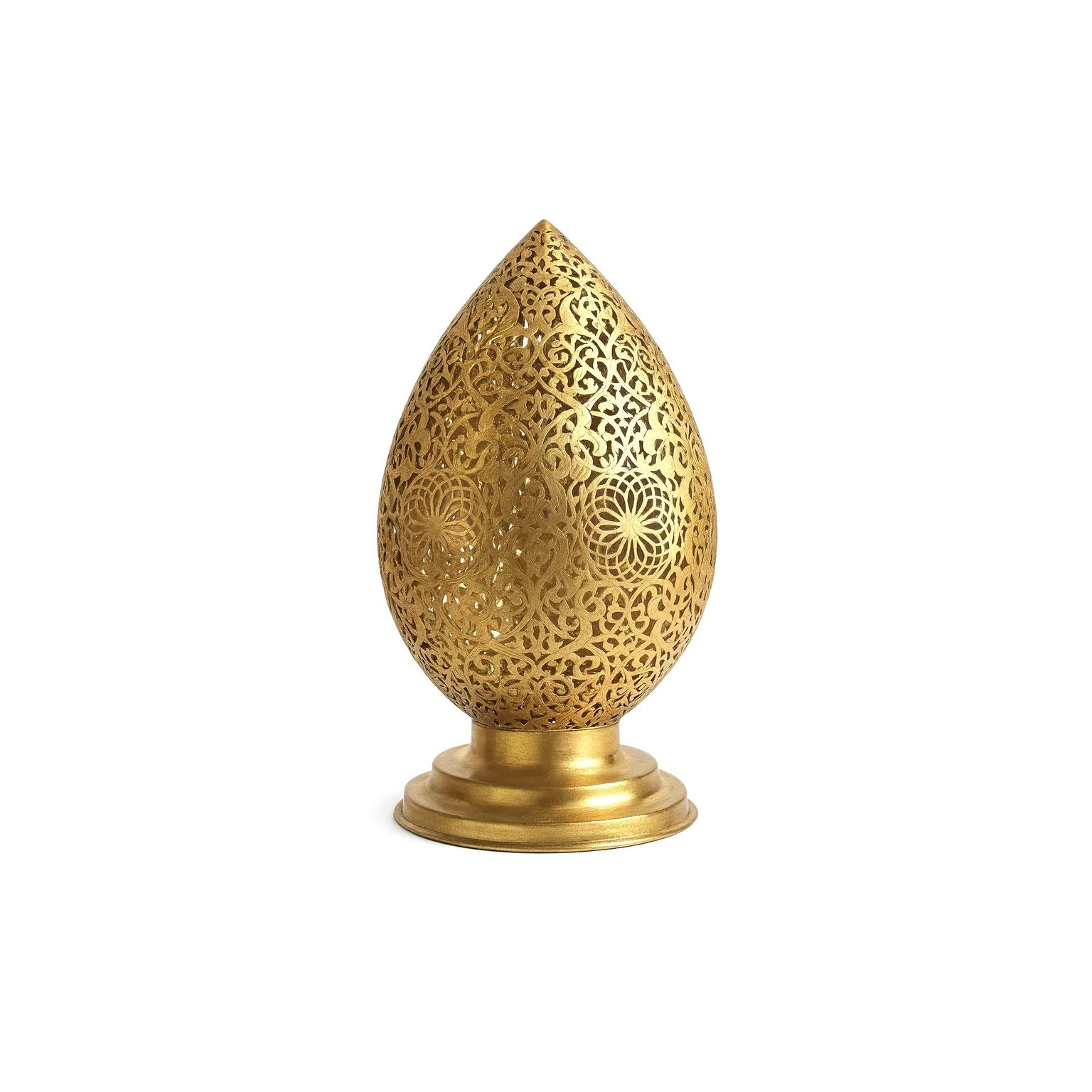 Malika – lampe orientale marocaine à poser en laiton ajouré - Mazaya