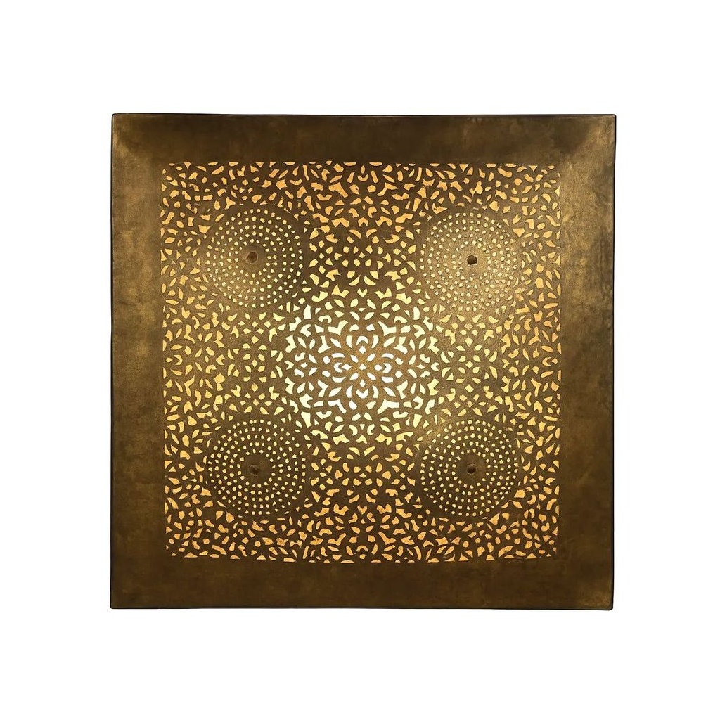 Safiya – Applique murale marocaine orientale carrée en laiton ajouré - Mazaya