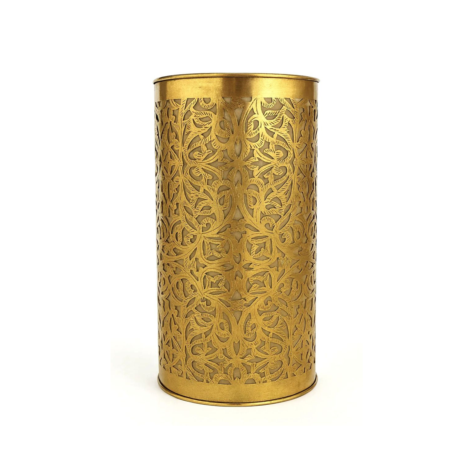 Houda - Applique murale marocaine orientale cylindrique dorée ajourée - Mazaya
