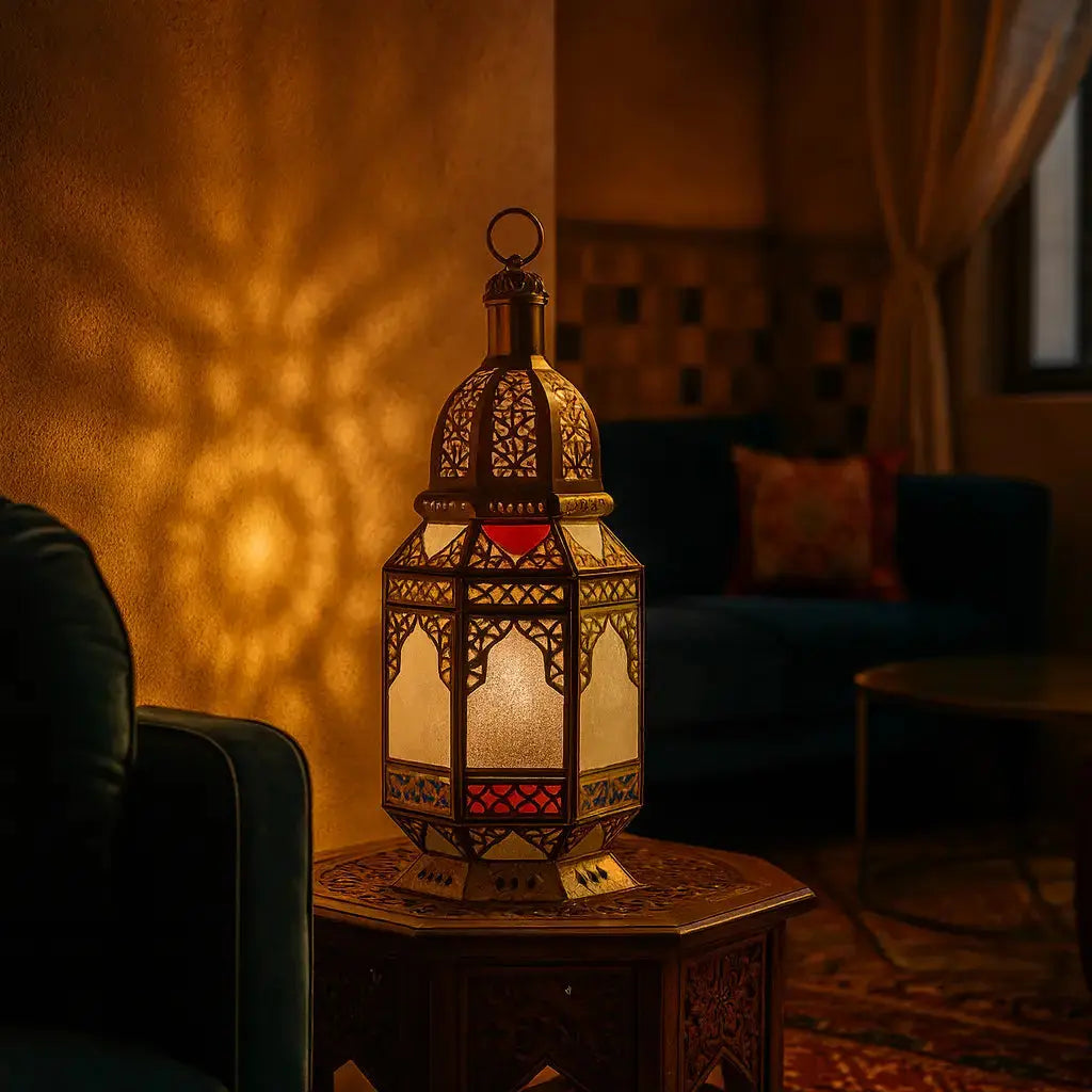 Lanterne Houda allumée dans un intérieur