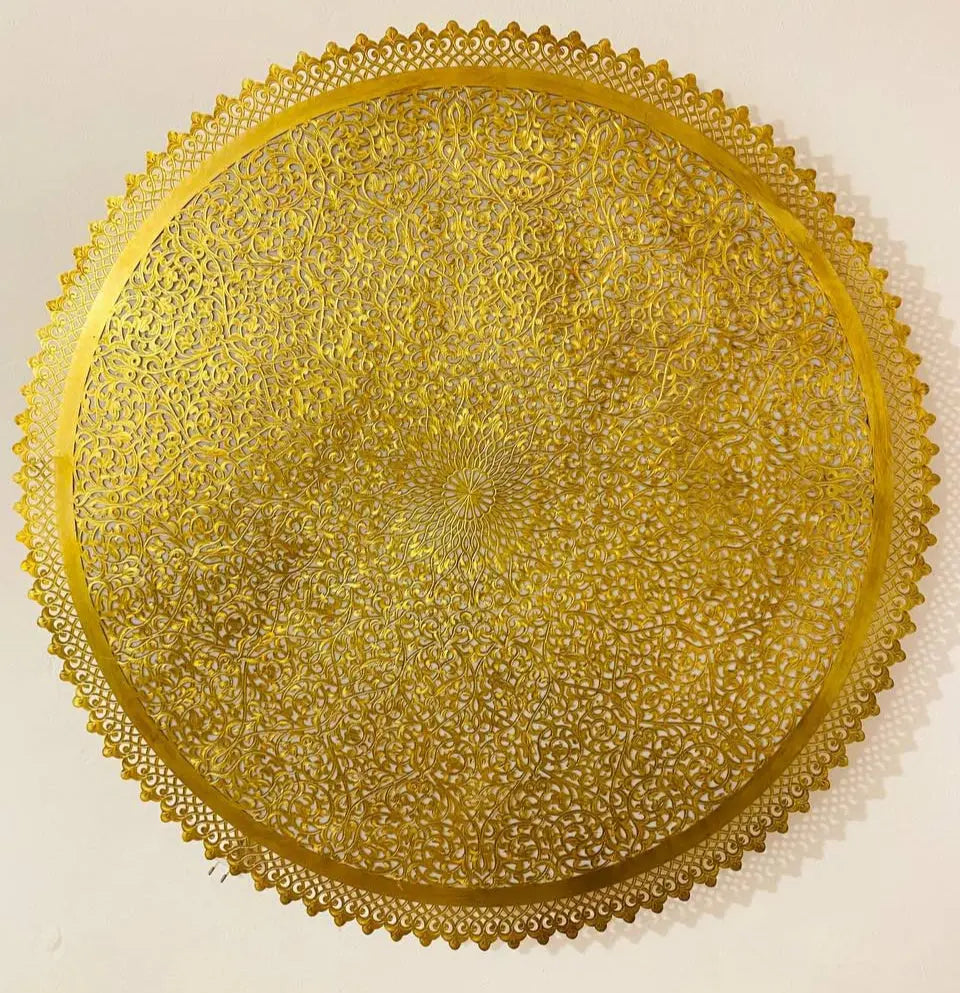 Noura – plafonnier marocain oriental rond en laiton ajouré - Mazaya