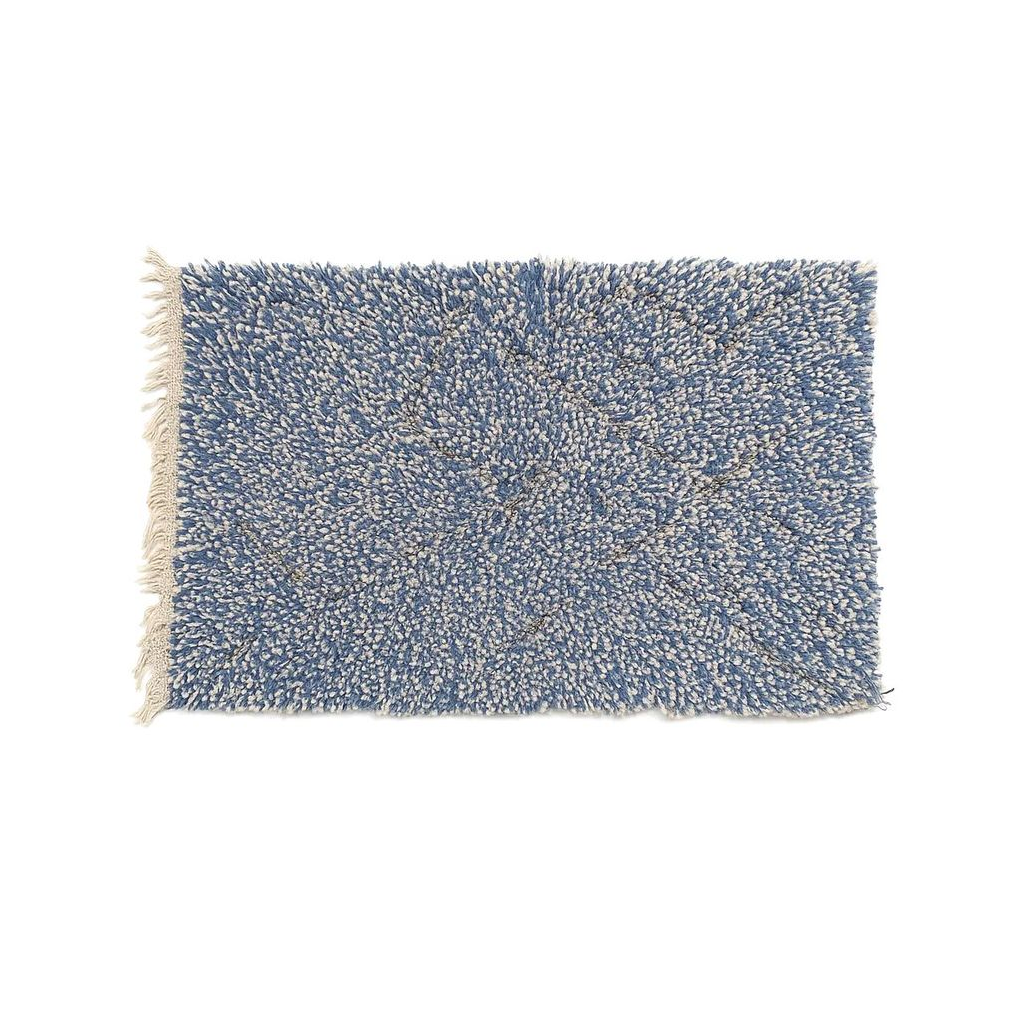 Aziza - Tapis berbère marocain en laine bleu traditionnel artisanal - Product Image