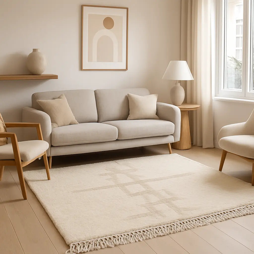 "Amira - Tapis marocain berbère en laine naturelle" - Lifestyle Image