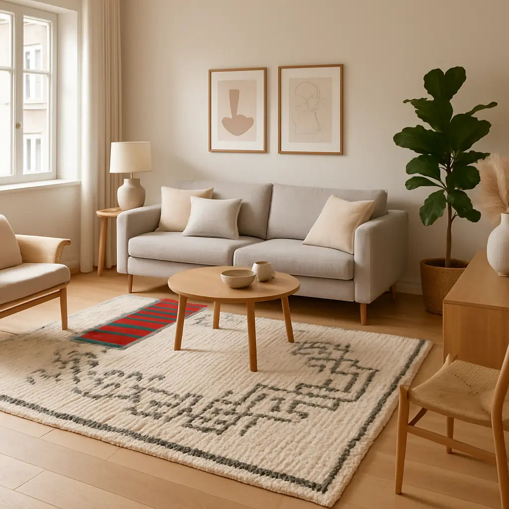 "Layla - Tapis marocain berbère artisanal en laine" - Lifestyle Image