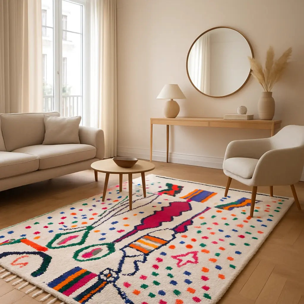 Zahra - Tapis marocain berbère coloré artisanal - Lifestyle Image