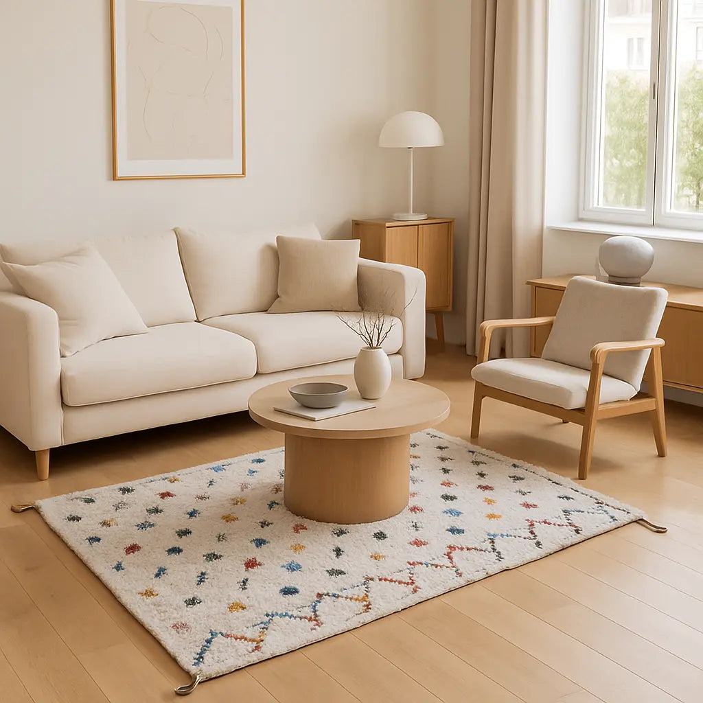 Aya - Tapis marocain berbère artisanal multicolore - Lifestyle Image