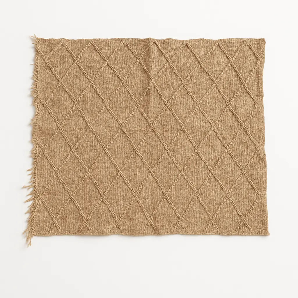 Afra - Couverture marocaine en laine tissée à la main rustique. - Product Image