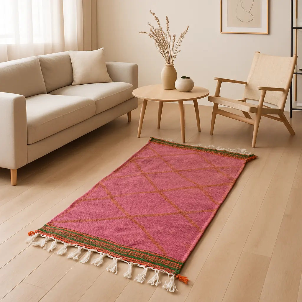 "Zahra - Tapis marocain berbère rose artisanal" - Lifestyle Image