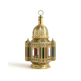 Marrakchia – lanterne marocaine orientale en laiton et vitraux colorés