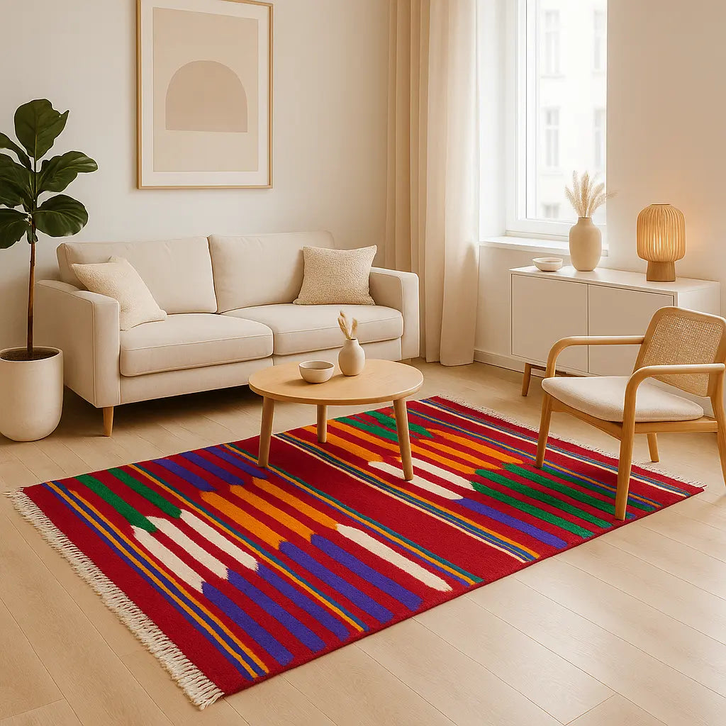 Zahra - Tapis marocain berbère multicolore artisanal - Lifestyle Image