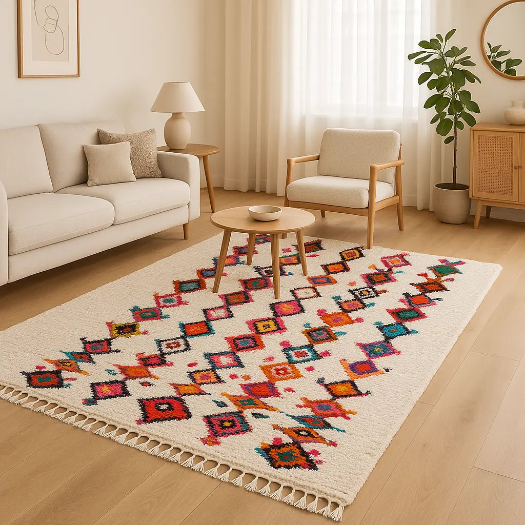 Aziza - Tapis berbère artisanal coloré marocain - Lifestyle Image