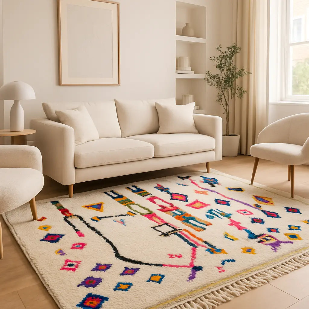 Zina - Tapis marocain berbère artisanal coloré - Lifestyle Image
