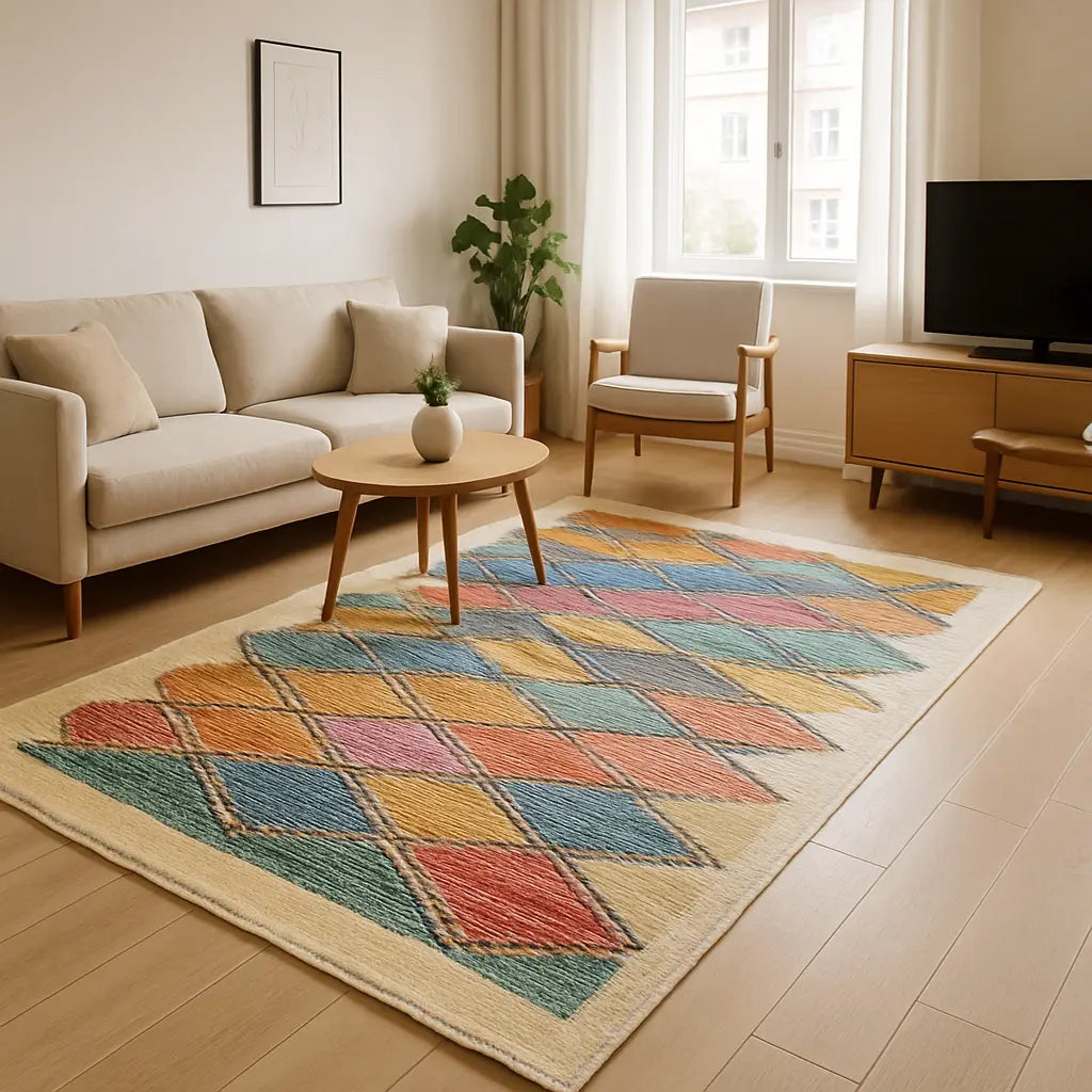 "Zohra - Tapis marocain berbère artisanal multicolore" - Lifestyle Image