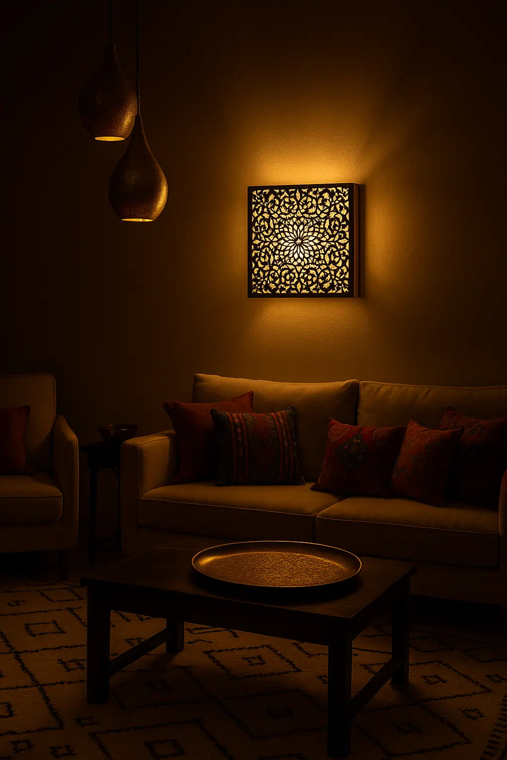 Kenza - Applique murale marocaine orientale carrée en dentelle orientale - Mazaya