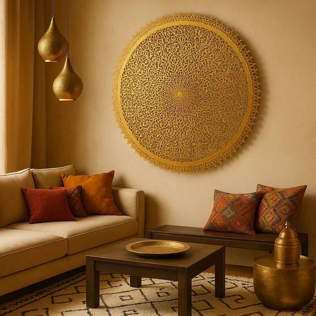 Yasmin – Applique murale marocaine orientale dorée en dentelle florale - Mazaya